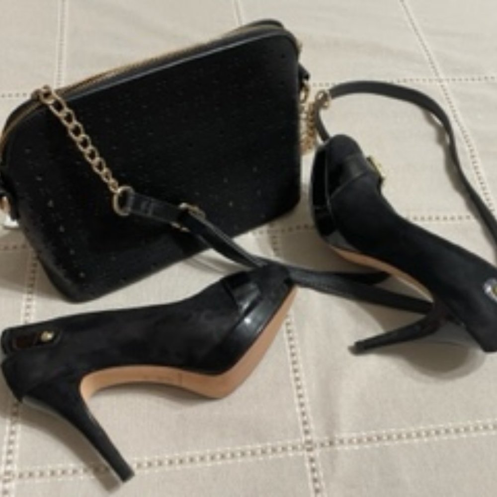 Antonio Melani brand name Heels and FREE Kat + Bryn black tote purse